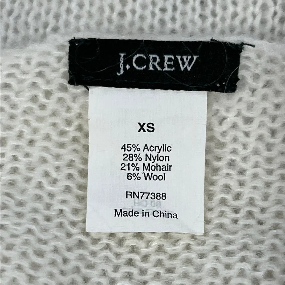 J. Crew Cream Cable Knit Sweater Wool Mohair Blend Long Sleeve Round Neck